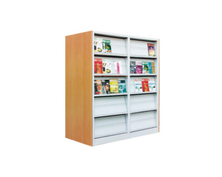 钢木复柱双面期刊架